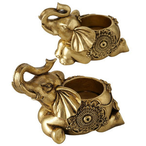 Waxinelichthouder olifant goud set van 2